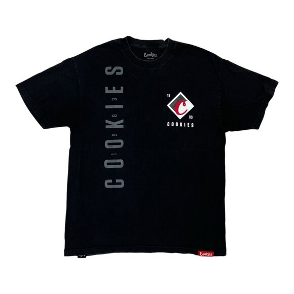 Cookies SF T-Shirt Size Large Black Spell Out Faded 1983 - Picture 1 of 9